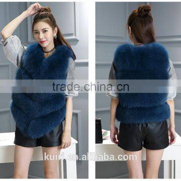 2016 New Arrival Full Pelt Fox Fur Gilet Women Fashion Whole Skin Fox Fur Vest Factory Wholesale Retail OEM Low Discount photo-3