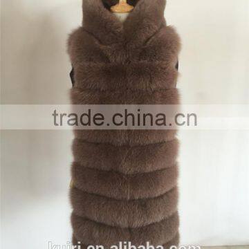 Real Fox Fur Vest Women 2015 Winter New Fashion Slims Medium Long Genuine Natural Mink Fur Vests Female Casacos Mex Fur Poncho photo-3