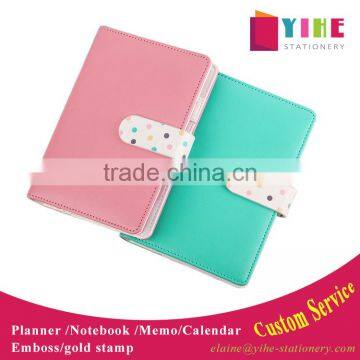 creative planner custom personal diary planner with metal buckle emboss logo PU leather notebook