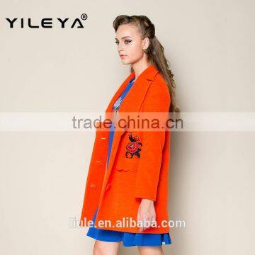 Latest Cute Thick Plain Orange Russian Winter Coat, Women Trench Coat, Ladies Office Coat photo-3