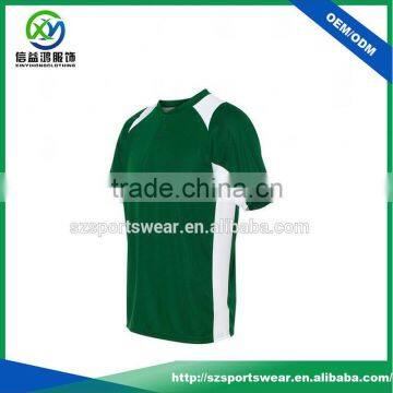 OEM design green white color 2 buttons v-neck men sport t-shirts