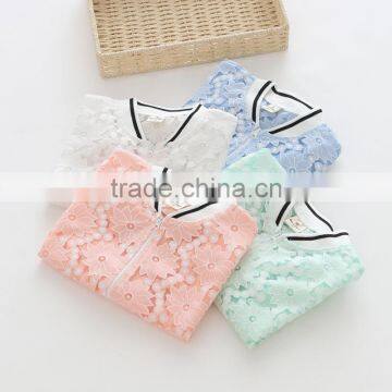 Summer Solid Color Zipper Lace Cotton Girls Jacket photo-2