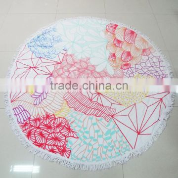 round shape with custom logo beach towel