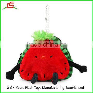 Kids students fruit face cartoon zipper plush coin bag