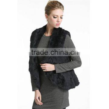 SJ347-01 Women Knitted Rabbit Fur Vest/Gilet/Waistcoat