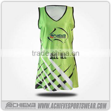 custom green color netball dress uniform, cheerleader costume