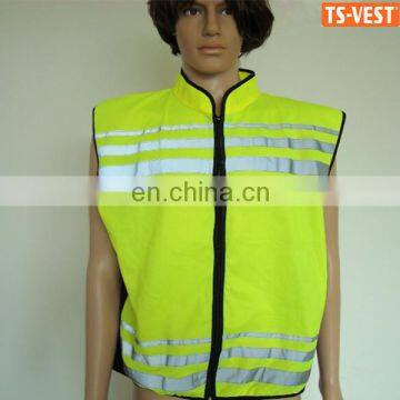 Sleeveless fluorescent yellow safety reflective waistcoat