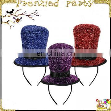 colorful shiny top mini hat tie party headband FGHD-0106