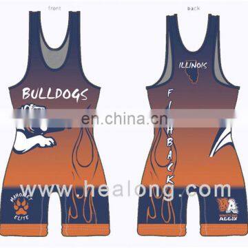 Healong Sport Dye Sublimated Wrestling Clothes Free Sample