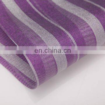 Purple Strip Metallic Fahion Organza