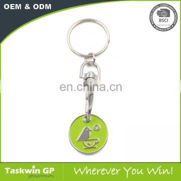 Factory Wholesale Cheap Promotional Metal euro Trolley Coin Holder Keychain