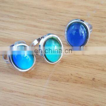 Temperature adjustable size silver plating mood ring with colors