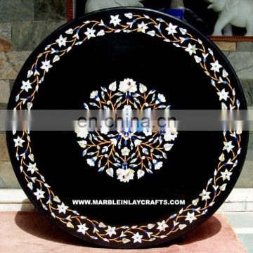 Black Round Marble Stone Table Top