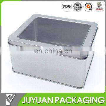 Gift or cake packaging clear lid tin/ tin can with clear lids wholesale