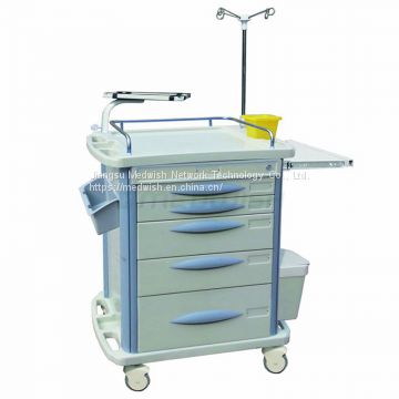 AG-ET007B3 High-strength ABS material hospital equipment patient nursing medical mobile trolley with drawer