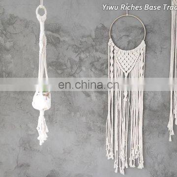 Home decorative original design hand woven cotton white macrame wall hanging