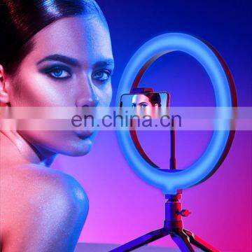 Dimmable LED Portable Changing RGB Photograph Make up Selfie Ring Fill Light With Tripod Stand Aro de Luz de