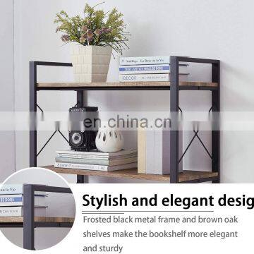 Industrial Bookshelf Vintage Bookcase and Bookshelves Rustic Wood and Metal Shelving Unit photo-2