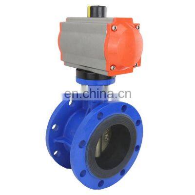 Bundor 4 inch Pneumatic Valve Flange Connection Air Operated Valve Butterfly Valve