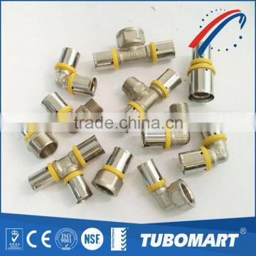 Gas System Durable tube fitting forged brass press fitting for Pex-Al-Pex pipe                        
                                                Quality Choice