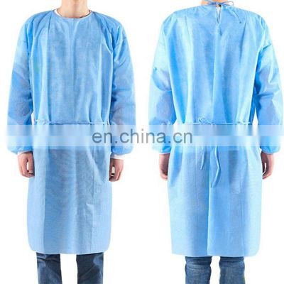 Disposable Ppe Waterproof Protective Gown 25gsm PP Yellow Blue Non Woven Aami Level 1 with Elastic Cuff Isolation Gowns