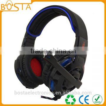 black cool heavey soft leather headset for gaming professional 7.1 sound headset