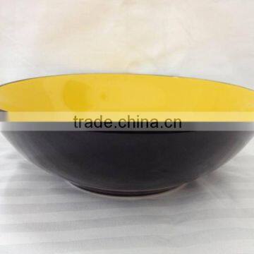 AB quality 8.5inch black and yellow colored stoneware SOUP BOWL