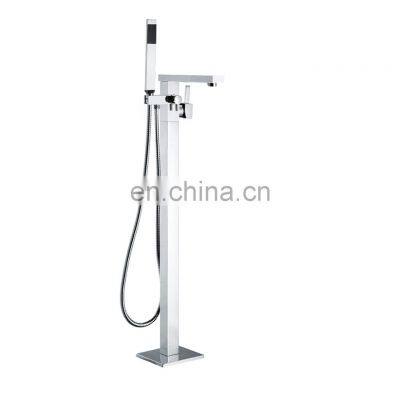 Brass Artistic Square Floor Mounted Bathtub Freestanding Bathtub Faucet