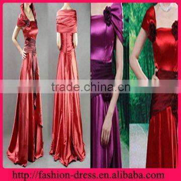 Elegant Strapless Neckline with Hand Flowers Floor Length Taffeta Evening Dress