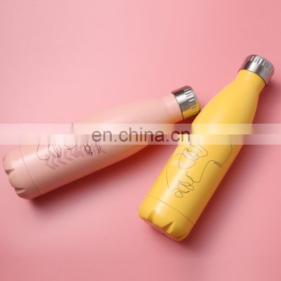 Amazon hot selling Double wall Stainless steel  thermo drink bottle cola shape l insulated water tumbler stock available cups