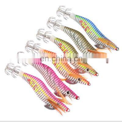 5 color wooden shrimp bait Luminous wooden shrimp squid needle 2.0# octopus hook with box e-commerce Luya bait