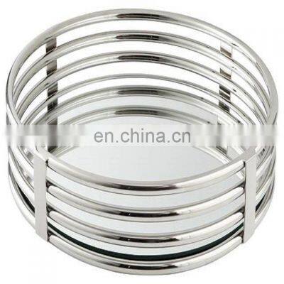 round shiny fancy metal tray