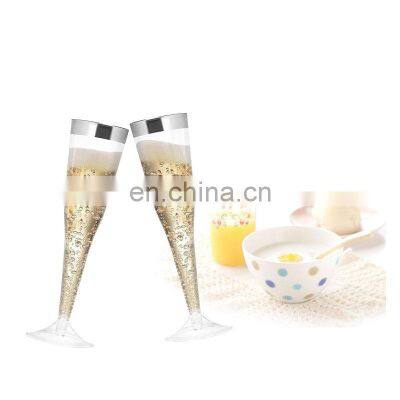 Plastic Champagne Flutes Gold Glitter Plastic Toasting Glasses Disposable Wedding Party Cocktail Cups photo-4