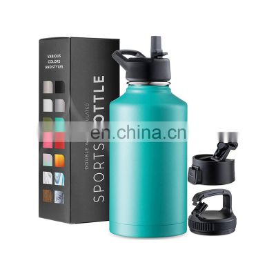 18/8 food grade OEM logo printing hydro cold water empty wine flat insulated water bottle with bottle label