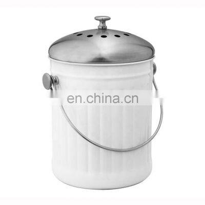 Household Compost Trash Bin Kitchen 5L Stainless Steel Compost Bin Powder Coating Compost Bin