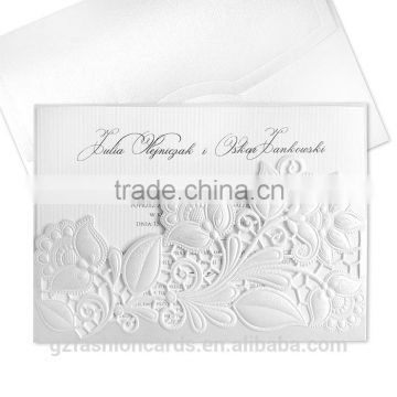 Elegant Embossed Floral Laser Cut Wedding Invitation Cards