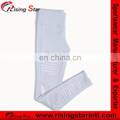 Custom Design Women Moto Legging in Vapor Grey Glossy Leggings Girl Leggings photo-2