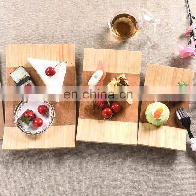 Japanese Style Rectangle Two-color Sushi Food Divider Serving Bamboo Snack Plate photo-4