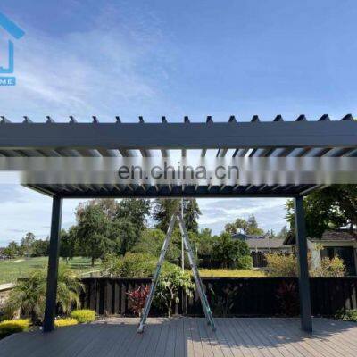 Garden rainproof aluminum profile motorized louver roof waterproof pergola