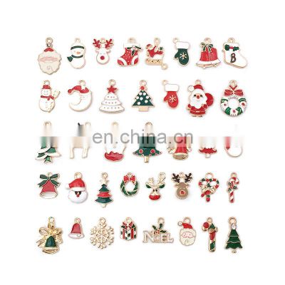 38pcs Mixed Christmas Charms Enamel Pendants Ornaments Xmas Tree Decoration for Bracelet Earrings Necklace DIY Jewelry Findings