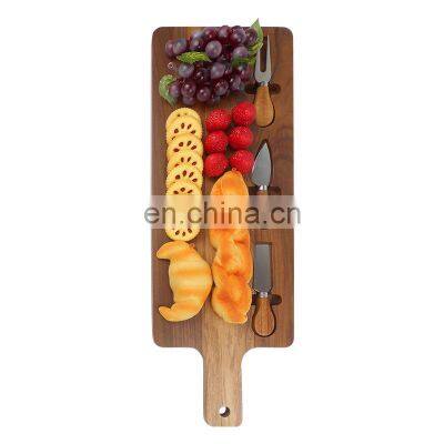 Walnut wood bamboo cheese serving cheese board serving tray with 3 piece knife set