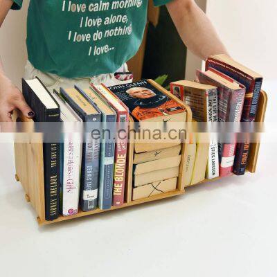 Bamboo Desktop Shelf Adjustable Countertop Bookcase Office Supplies Adjustable Desk Storage Organizer Accessories Display Rack photo-2