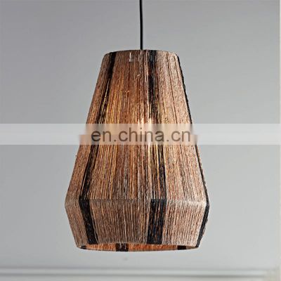 Striped Small Jute Lampshade Rustic 100% nature straw Pendant Light Decor Home Wholesale