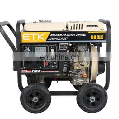 Portable diesel generator with 4 wheels Diesel generator set with CE