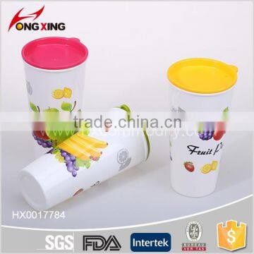 600ml Large Size Fruit Printing Cup Set with Lid