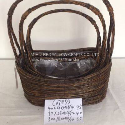 Brown Color Willow Wicker Flower/Fruit Basket For Garden Baskets photo-2