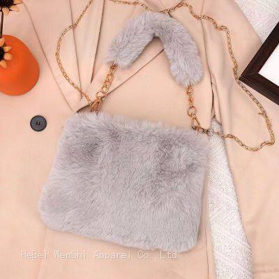 30Winter bag Handbag for women fashion single shoulder oblique cross bag plush lady bag wholesale imitation fur bag large capacity