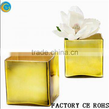 Online / Gold Cube Glass Vase /Square Candle Holder/Glass Container For Wedding