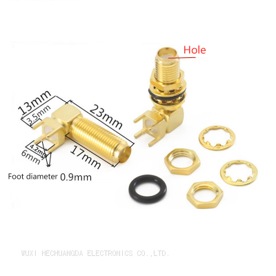 SMA KWE RF Adapter Female jack connector Right Angle Solder type Antenna CONNECTOR PCB Mount 23MM