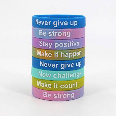 Factory Price Rubber Bracelet Camouflage Printing Motivational Custom Silicone Wristband